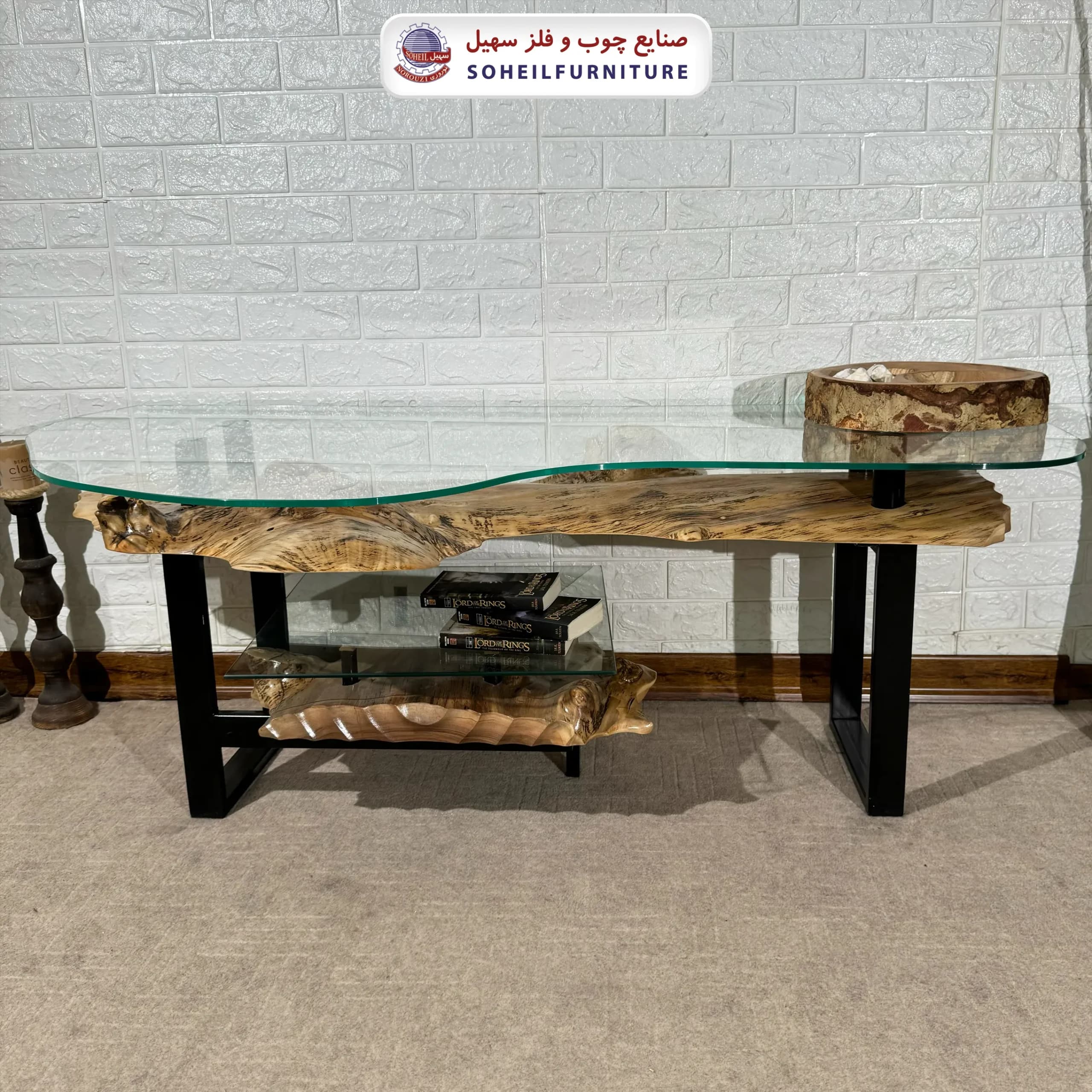 میز تلویزیون روستیک سهیل (چوب طبیعی درخت گردو) — تصویر ۶