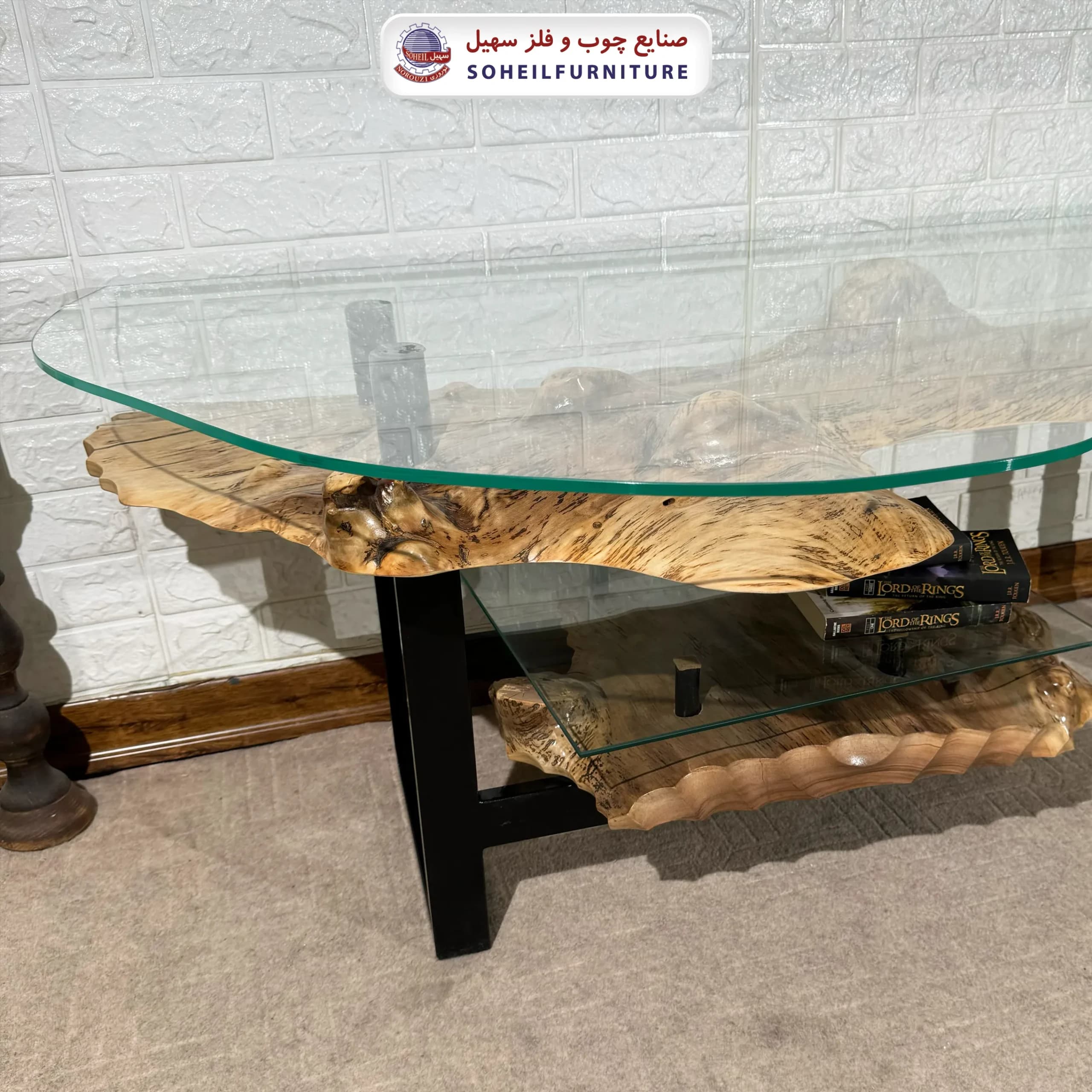 میز تلویزیون روستیک سهیل (چوب طبیعی درخت گردو) — تصویر ۵