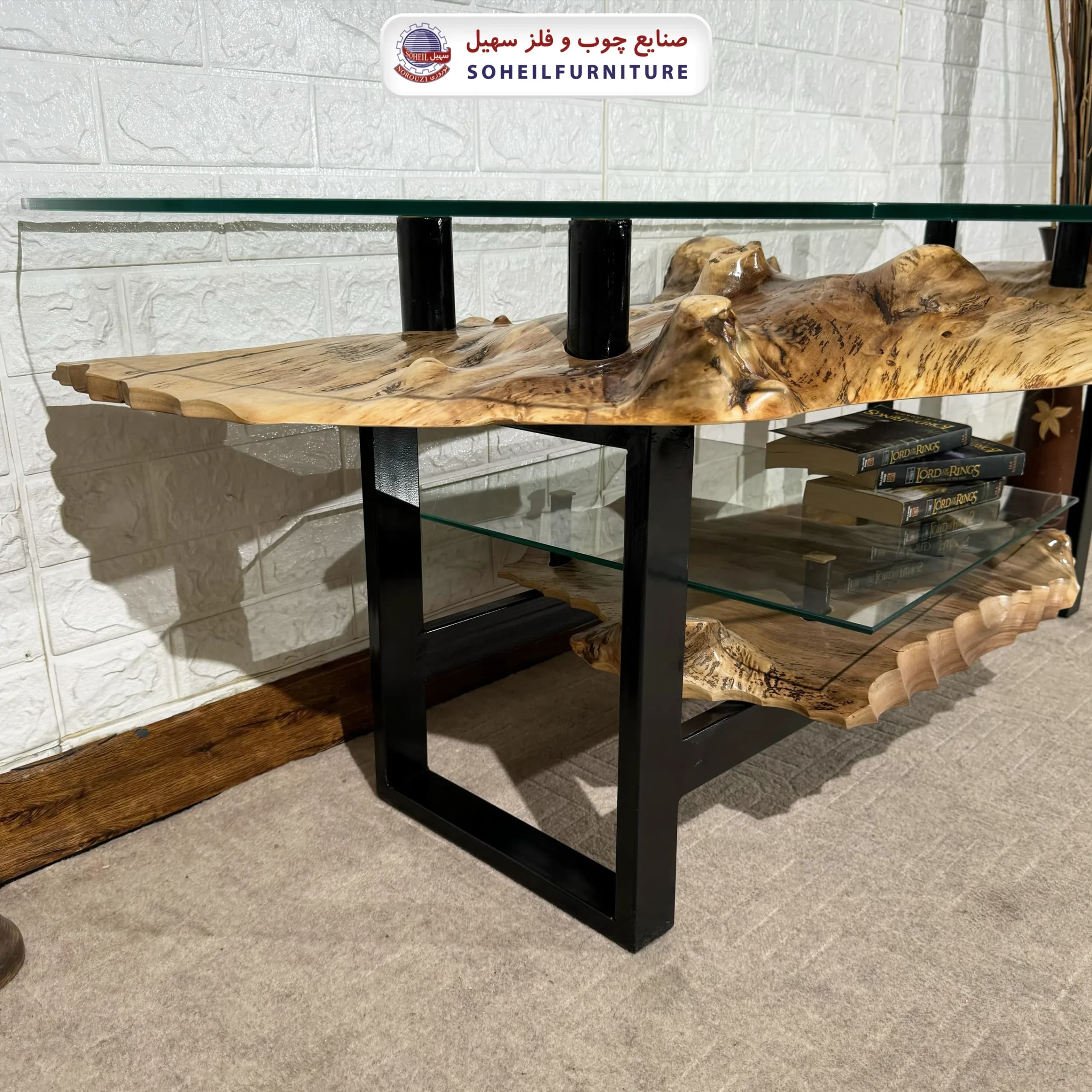 میز تلویزیون روستیک سهیل (چوب طبیعی درخت گردو) — تصویر ۸