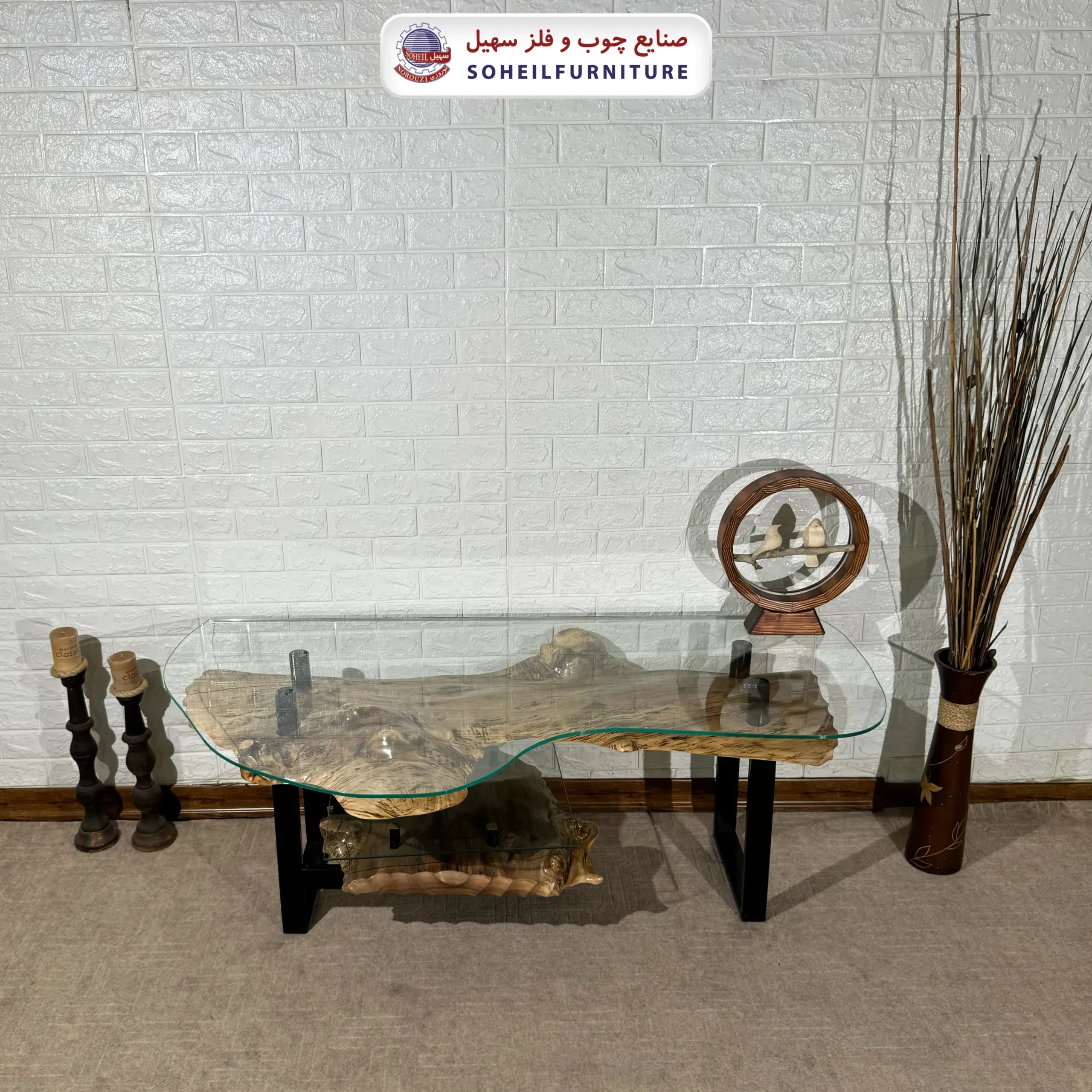 میز تلویزیون روستیک سهیل (چوب طبیعی درخت گردو)