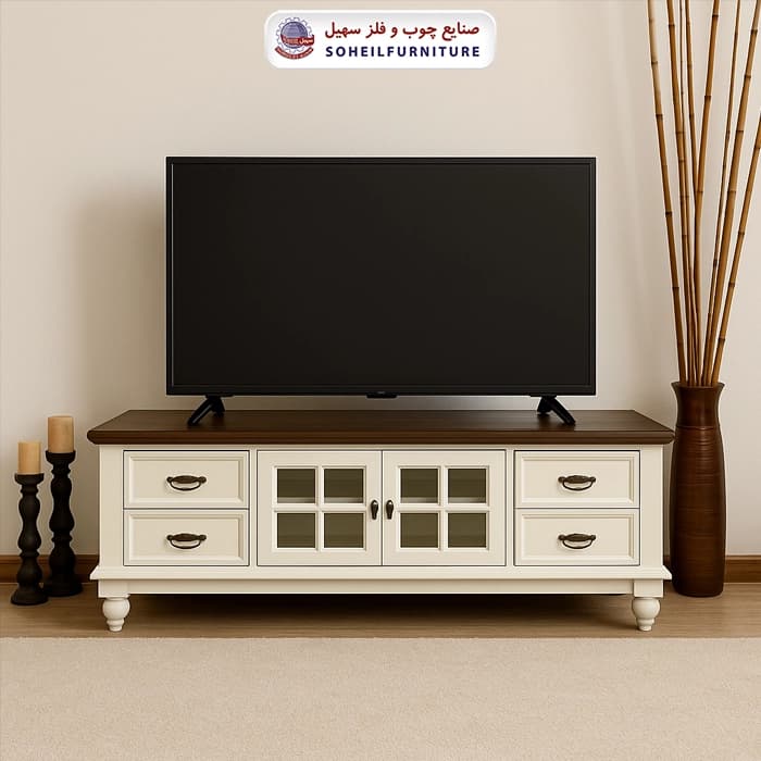 میز تلویزیون 145 سهیل روکش چوب طبیعی بلوط
