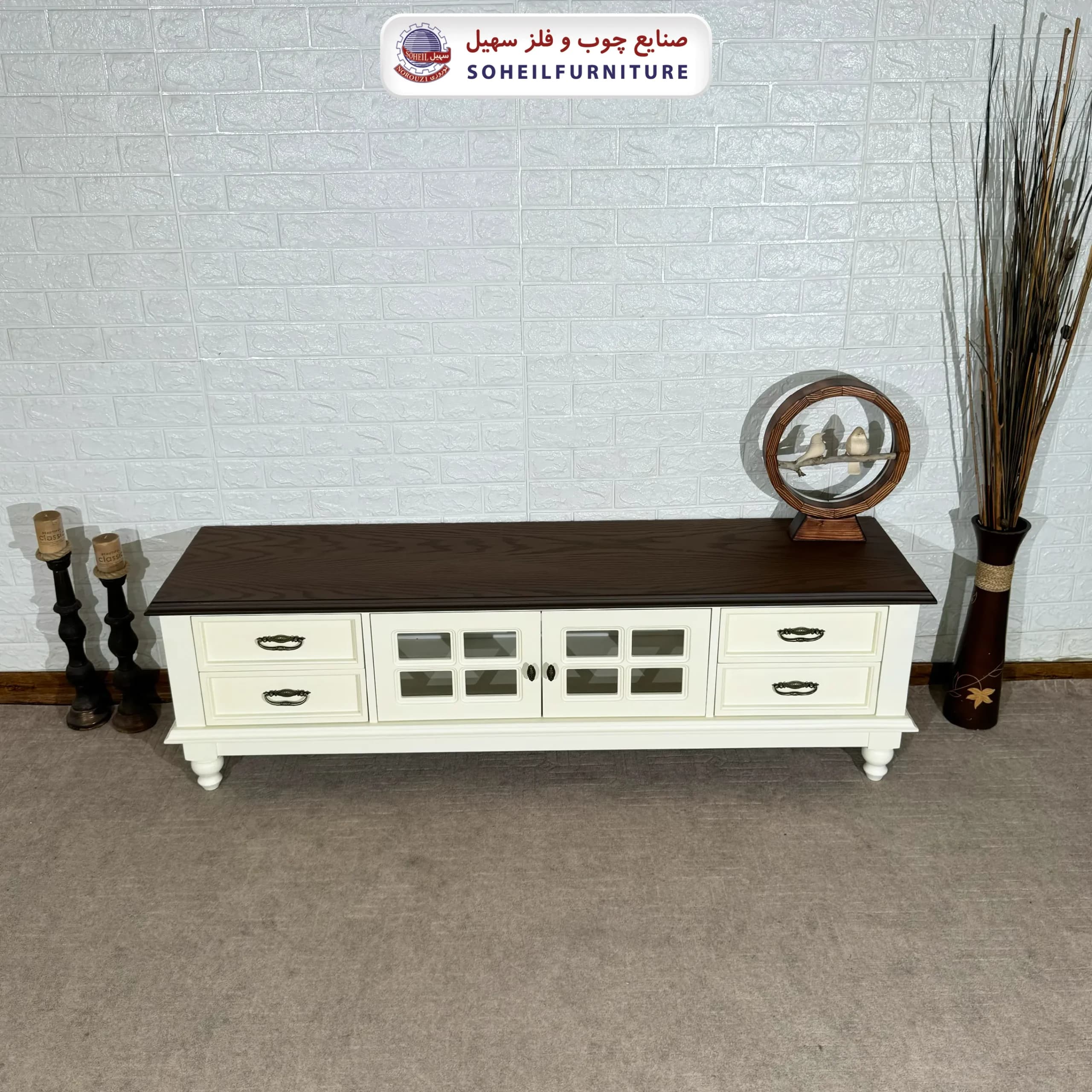 میز تلویزیون 145 سهیل روکش چوب طبیعی بلوط — تصویر ۲