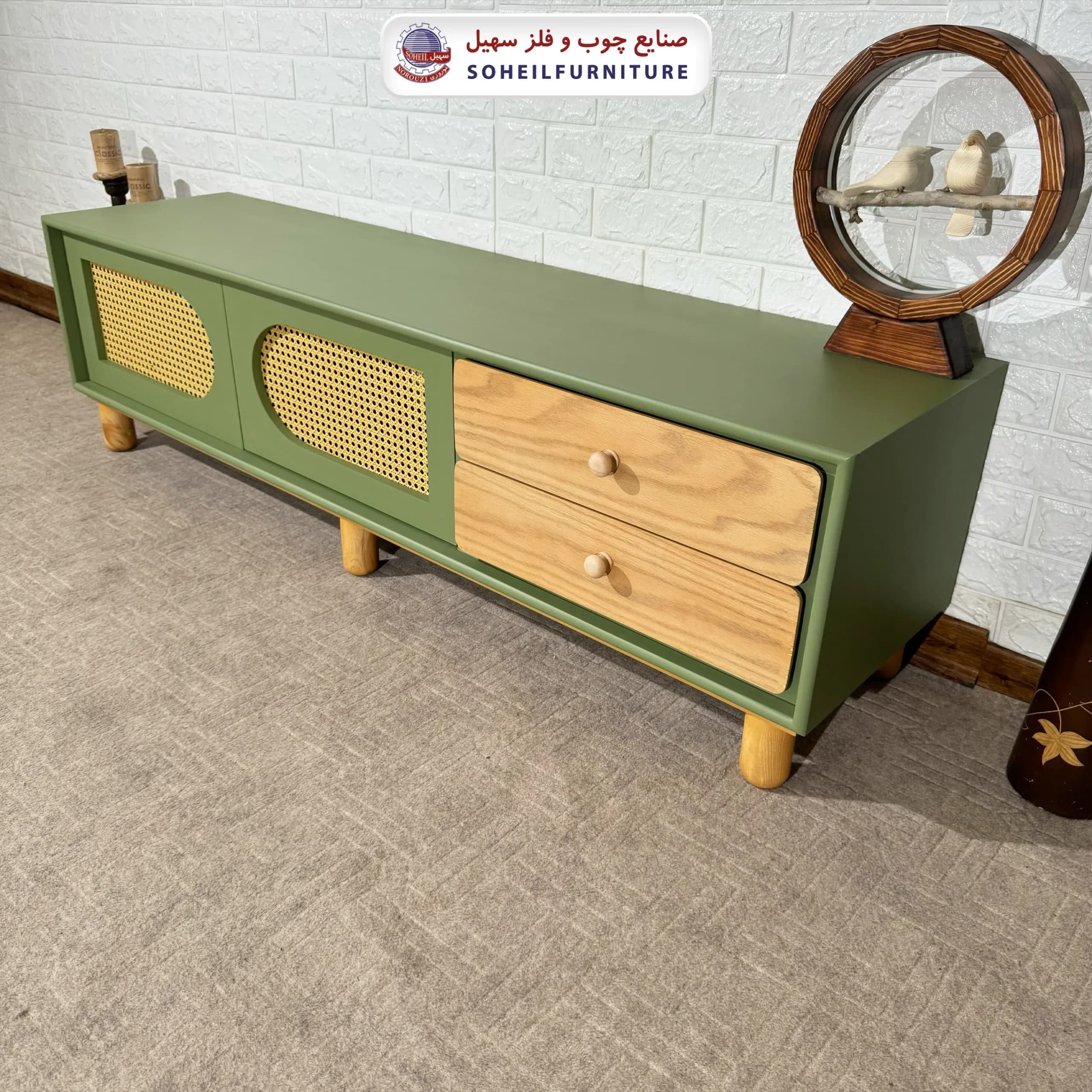 میز تلویزیون 146 سهیل روکش چوب طبیعی بلوط — تصویر ۳