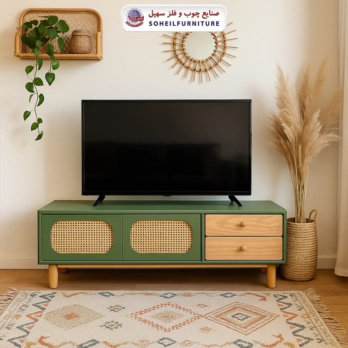 میز تلویزیون 146 سهیل روکش چوب طبیعی بلوط