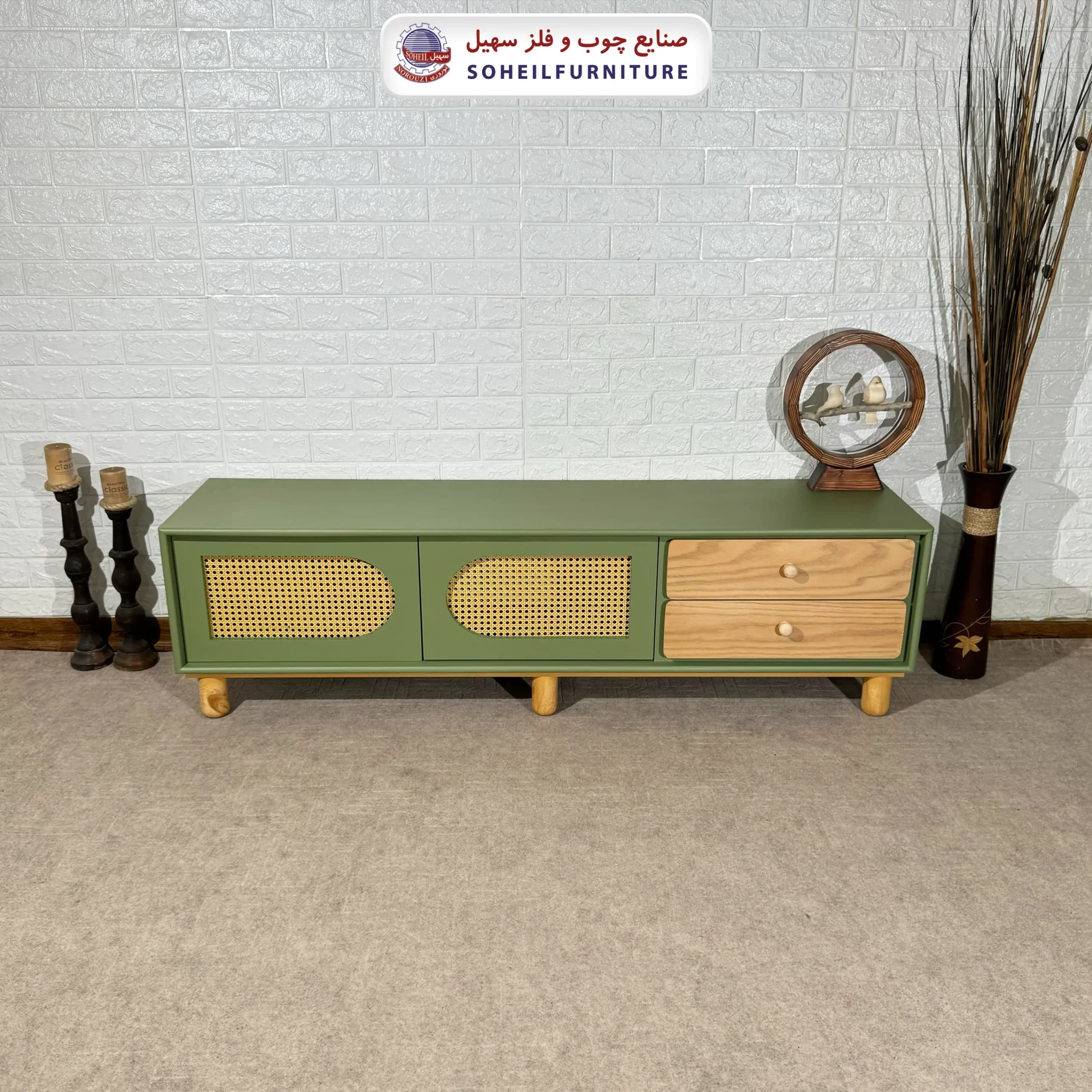 میز تلویزیون 146 سهیل روکش چوب طبیعی بلوط — تصویر ۲