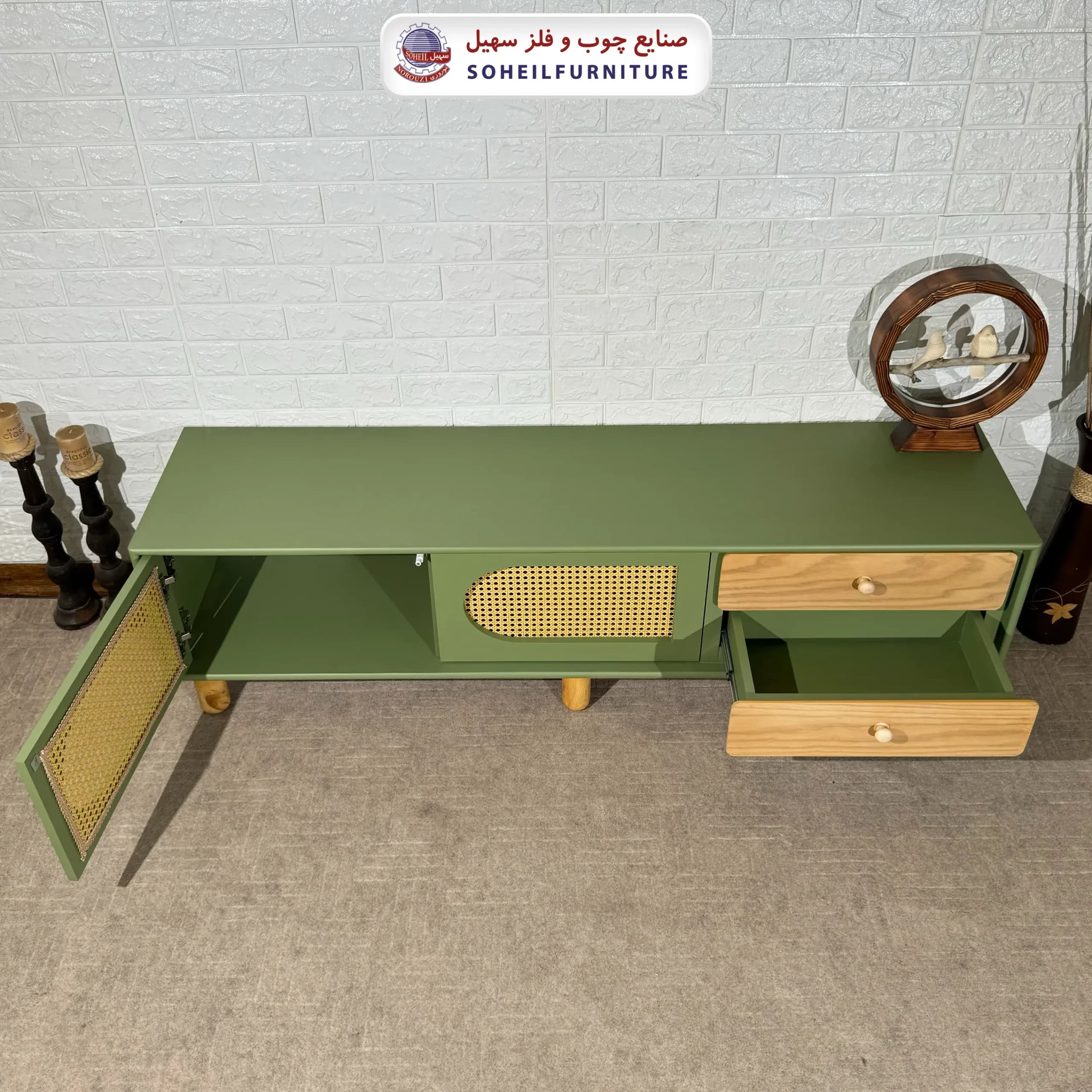 میز تلویزیون 146 سهیل روکش چوب طبیعی بلوط — تصویر ۸