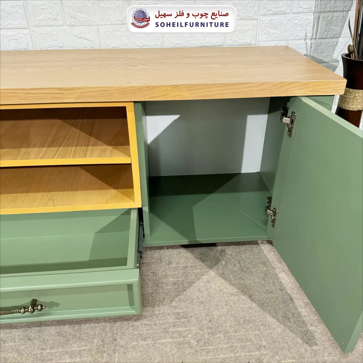 میز تلویزیون 144 سهیل (روکش طبیعی چوب بلوط) — تصویر ۳