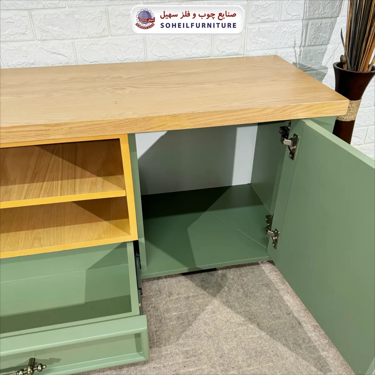 میز تلویزیون 144 سهیل (روکش طبیعی چوب بلوط) — تصویر ۴