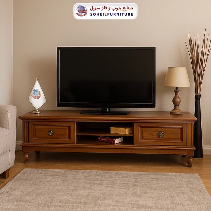 میز تلویزیون 132 سهیل (روکش طبیعی چوب بلوط)