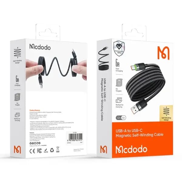 کابل 1.2 متر USB-A به USB-C مک دودو مدل Mcdodo CA‑5650 Fast Charging Cable Magnetic Data Cord — تصویر ۷