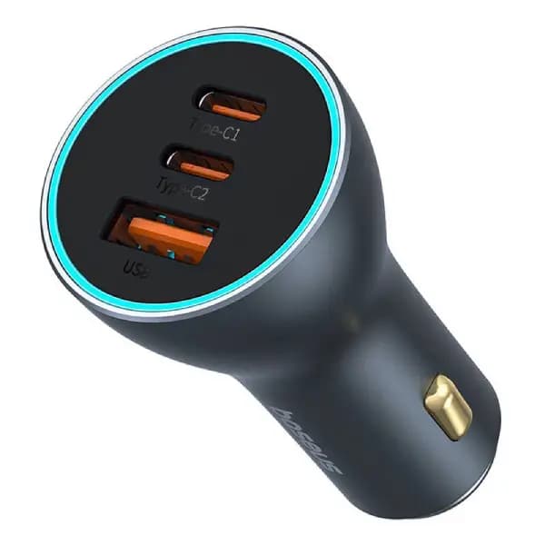 شارژر فندکی 65 وات بیسوس مدل Baseus Golden Contactor Pro Triple Fast Charger Car Charger 65W U+C+C CGJP010013