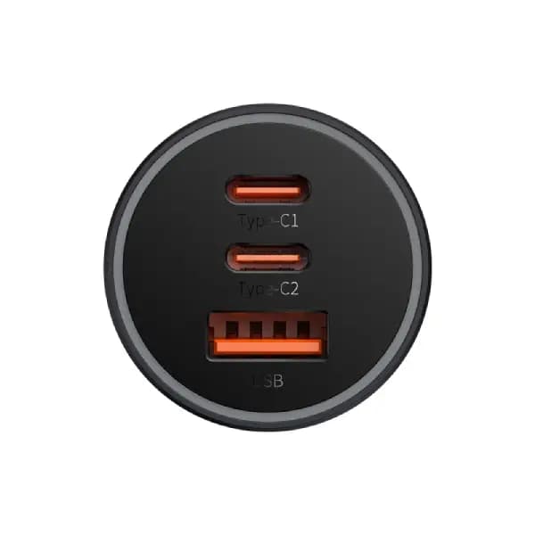 شارژر فندکی 65 وات بیسوس مدل Baseus Golden Contactor Pro Triple Fast Charger Car Charger 65W U+C+C CGJP010013 — تصویر ۳