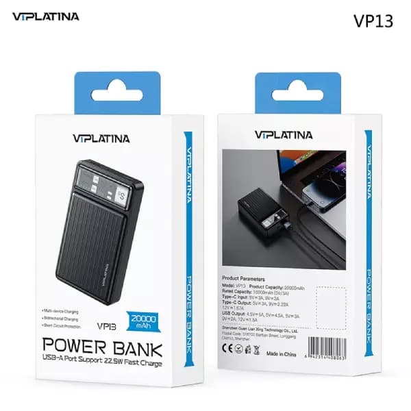 پاوربانک فست‌شارژ 20000 هزار وی آی پلاتینا مدل VIPLATINA VP13 — تصویر ۲