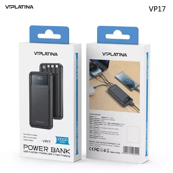 پاوربانک فست‌شارژ 10000 هزار وی آی پلاتینا مدل VIPLATINA VP17 — تصویر ۲