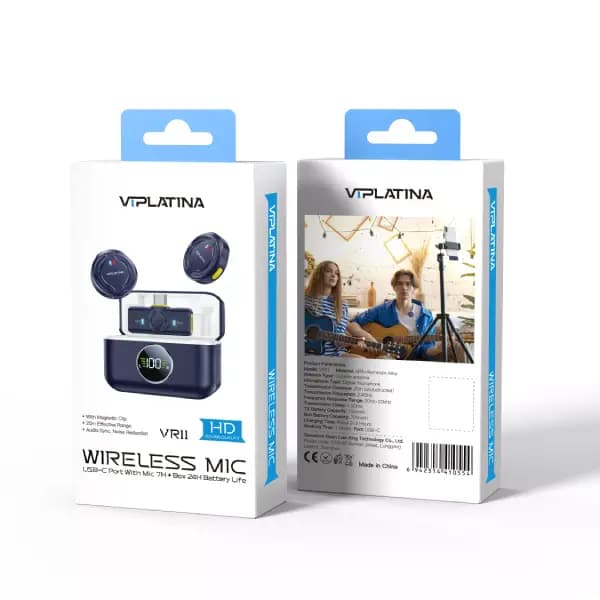 میکروفون یقهای بیسیم وی آی پلاتینا مدل VIPLATINA VR11 Wireless Microphone USB-C — تصویر ۲