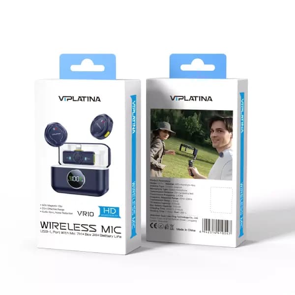 میکروفون یقه ای بی سیم وی آی پلاتینا مدل VIPLATINA VR10 Wireless Microphone USB-L — تصویر ۲