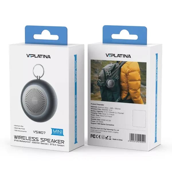 اسپیکر بلوتوثی قابل حمل 5 وات فلزی وی آی پلاتینا مدل VIPLATINA VSW07 — تصویر ۲