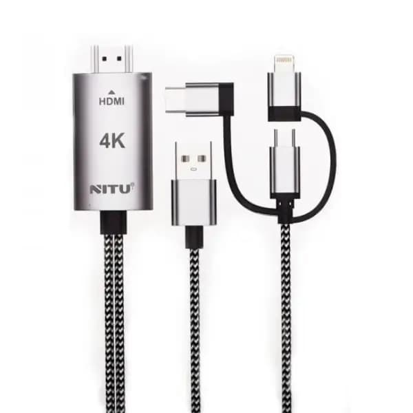 کابل تبدیل HDMI به لایتنینگ / microUSB / USB-C نیتو مدل Nitu NHI03