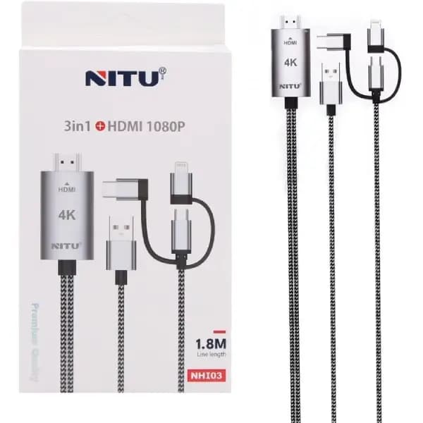 کابل تبدیل HDMI به لایتنینگ / microUSB / USB-C نیتو مدل Nitu NHI03 — تصویر ۲