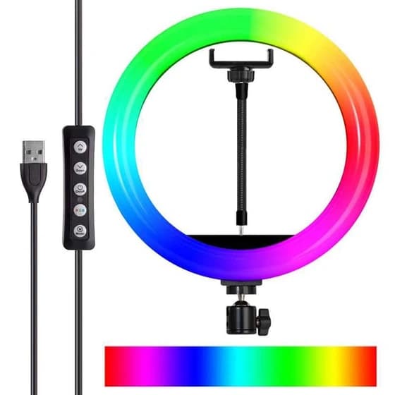 رینگ لایت پی نت مدل LJJ-26 RGB سایز ۱۰ اینچ به همراه سه پایه