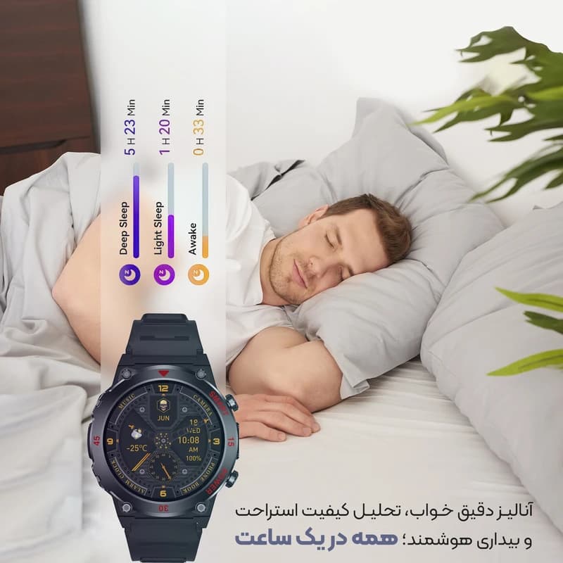 ساعت هوشمند 48 میلی متری لـونکس مدل C2li-X͏2 با بند سیلیکونی — تصویر ۲