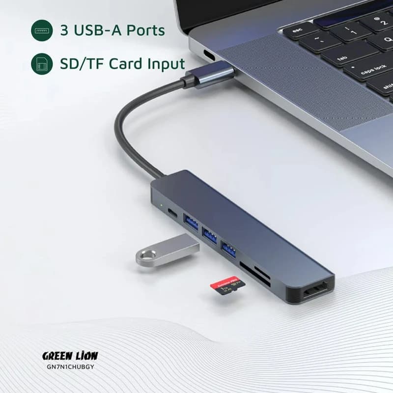 هاب 7 پورت USB-C گرین لاین مدل GN7N1CHUBGY — تصویر ۵