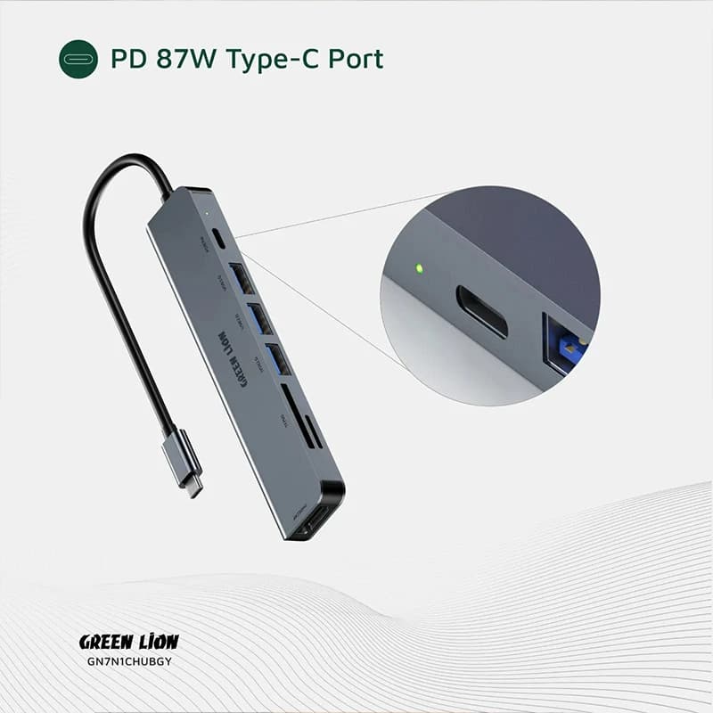 هاب 7 پورت USB-C گرین لاین مدل GN7N1CHUBGY — تصویر ۴