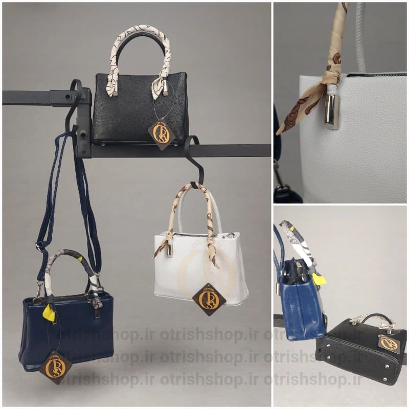 کیف زنانه کوچک مستطیلی دسته اسکارفی (چرم صنعتی شرانگ، بند دوشی تنظیم‌شو، استایل مینیمال شیک) — تصویر ۳
