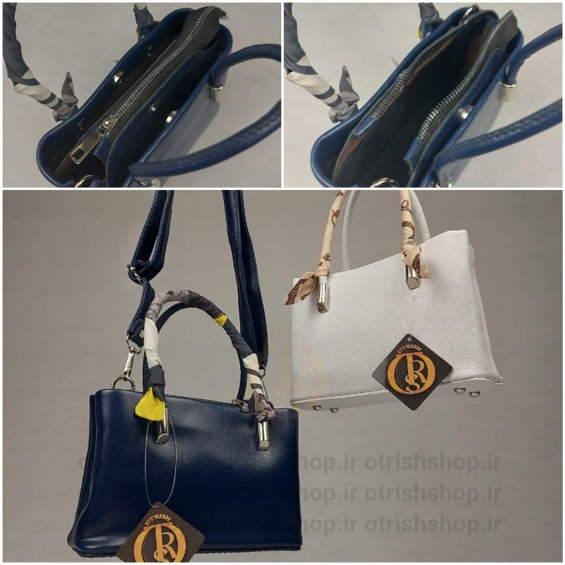 کیف زنانه کوچک مستطیلی دسته اسکارفی (چرم صنعتی شرانگ، بند دوشی تنظیم‌شو، استایل مینیمال شیک) — تصویر ۴