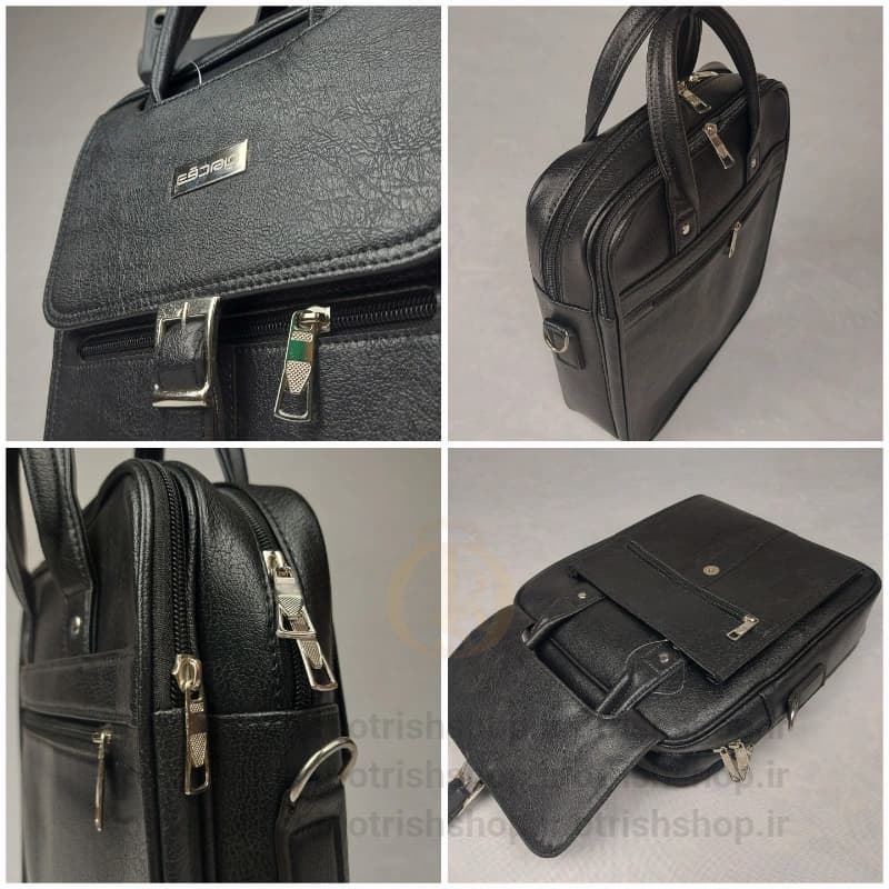 کیف نیمه اداری تک سگک برند دقت (چرم صنعتی نرم، جیب‌دار، مناسب خانم و آقا) — تصویر ۲