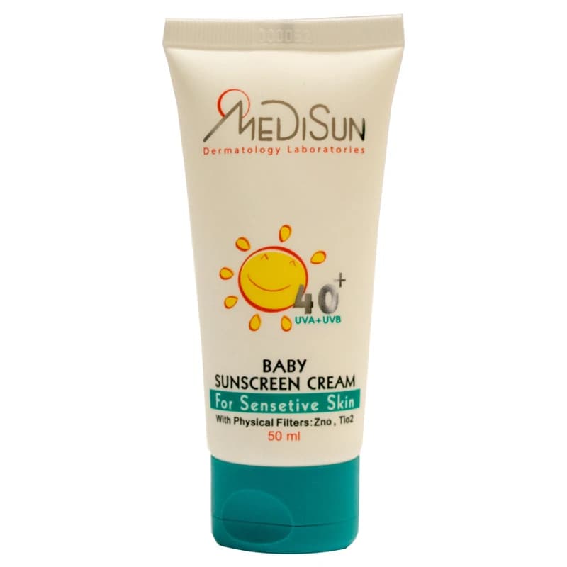 کرم ضد آفتاب کودک مدیسان SPF40 حجم 50 میلی لیتر | مناسب پوست حساس + محافظت قوی در برابر UV