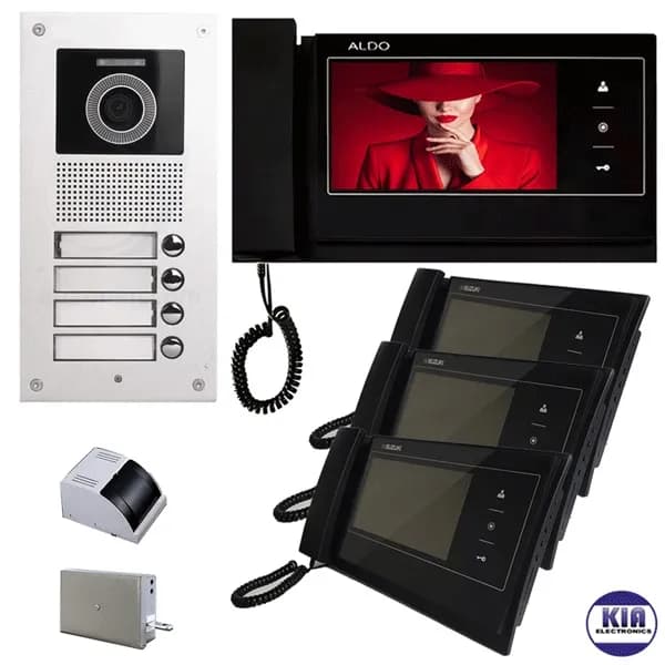 پکیج آیفون تصویری آلدو چهار طبقه 727M باحافظه مشکی