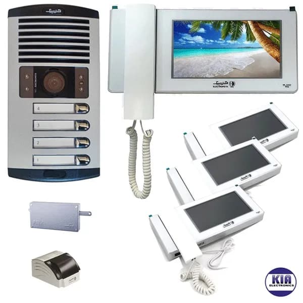 پکیج آیفون تصویری الکتروپیک چهار طبقه مدل 996 سفید