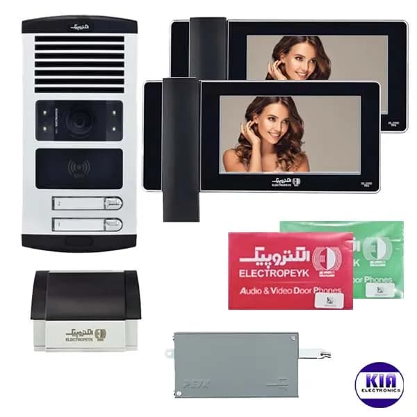 پکیج آیفون تصویری الکتروپیک 2 طبقه 996 مشکی با پنل کارتی