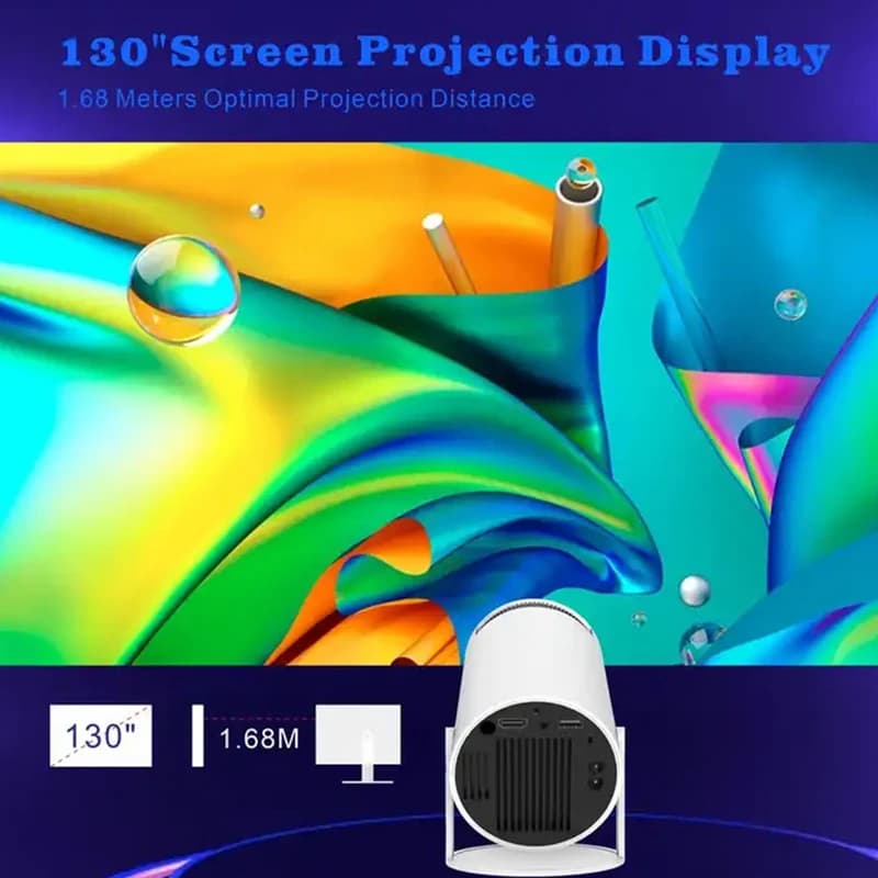 ویدئو پروژکتور قابل حمل مدل HY-300 با کیفیت 4K HD، 120 انسی لومن — تصویر ۲