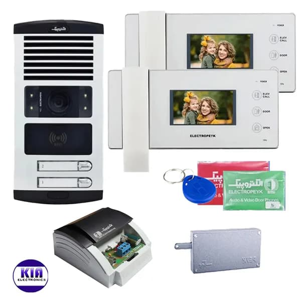 پکیج آیفون تصویری الکتروپیک مدل 1096 سفید 2 طبقه و پنل کارتی