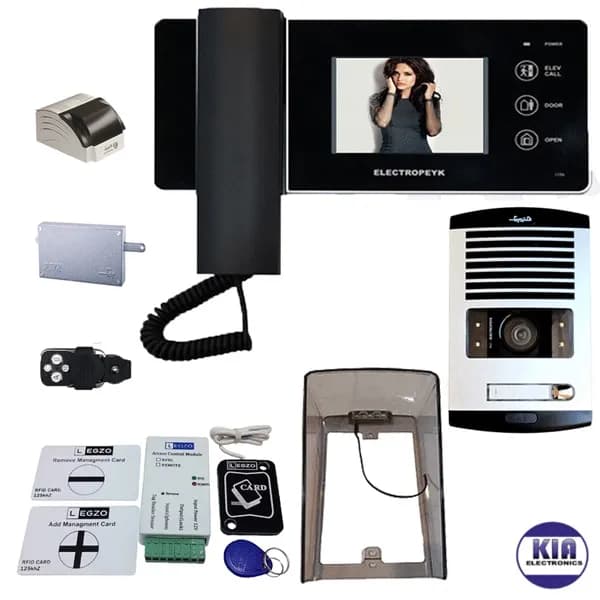 پکیج آیفون تصویری الکتروپیک مدل 1196 مشکی یک واحدی با ماژول
