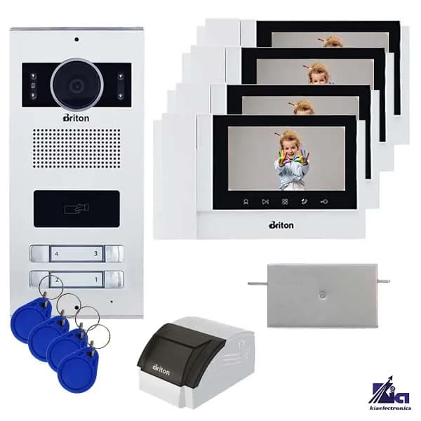 پکیج آیفون تصویری چهار واحدی برایتون مدل 7030 با پنل کارتی — تصویر ۲