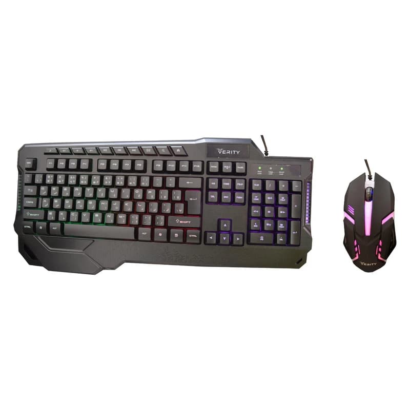 کیبورد و ماوس گیمینگ وریتی مدل V-KB6121GCW، سوییچ ممبران، Full-Size، نورپردازی LED RGB