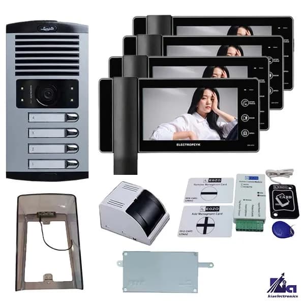 پکیج آیفون تصویری 4 واحدی الکتروپیک 1294 ECO مشکی با ماژول