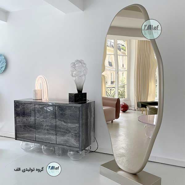آینه پایه دار چوبی الف مدل صدف — تصویر ۲