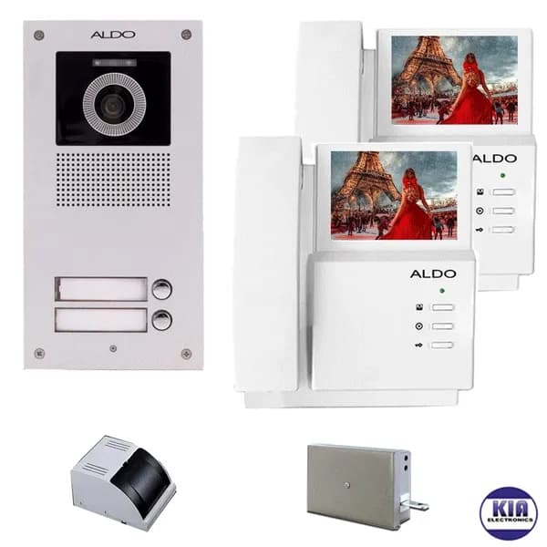 پکیج آیفون تصویری دو واحدی آلدو 412 با حافظه و پنل NUDC
