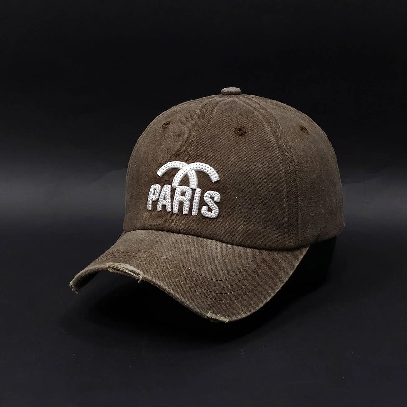کلاه بیسبالی کتان سنگشور زاپ‌دار PARIS | کپ فشن با گلدوزی پاریس و استایل وینتیج — تصویر ۲