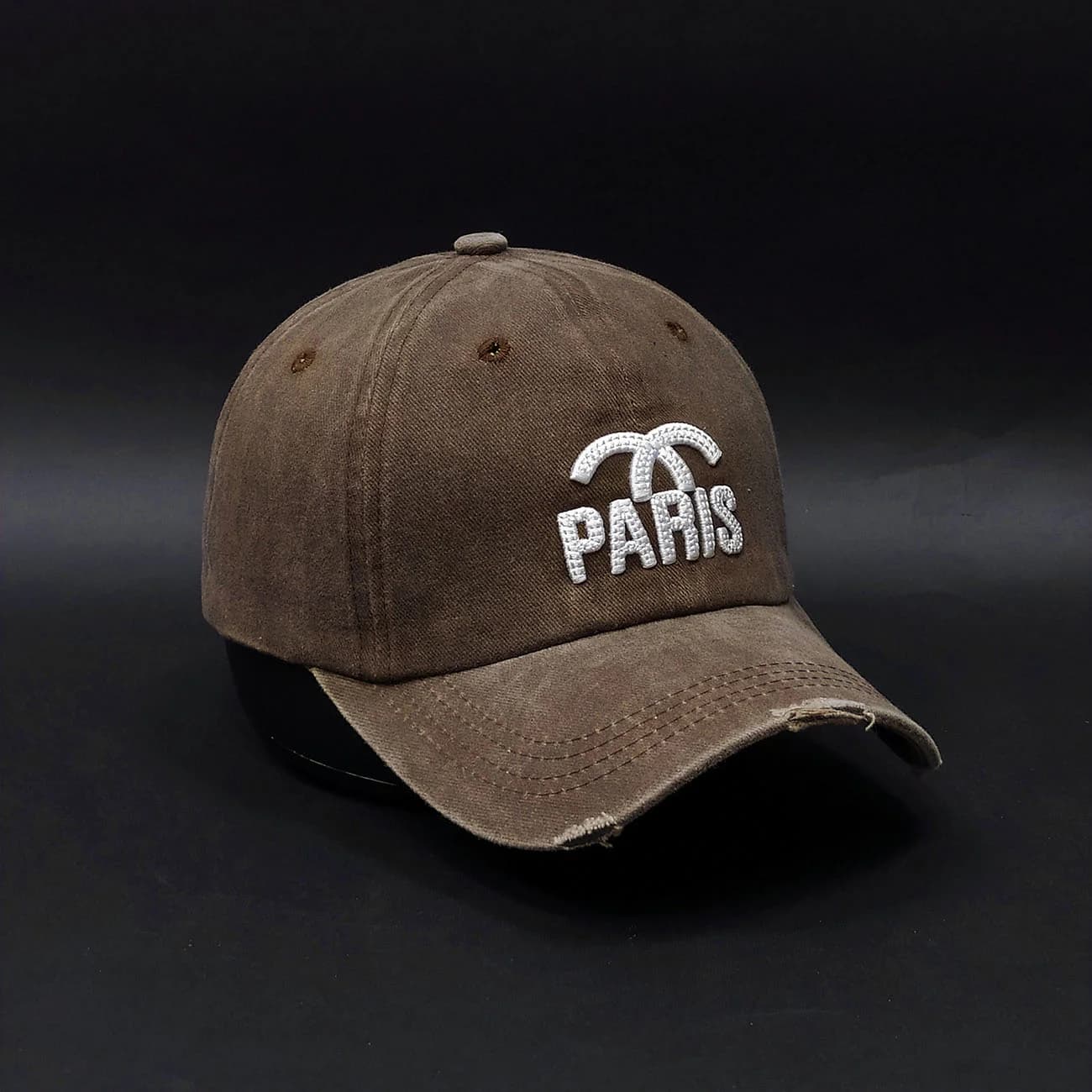 کلاه بیسبالی کتان سنگشور زاپ‌دار PARIS | کپ فشن با گلدوزی پاریس و استایل وینتیج — تصویر ۳
