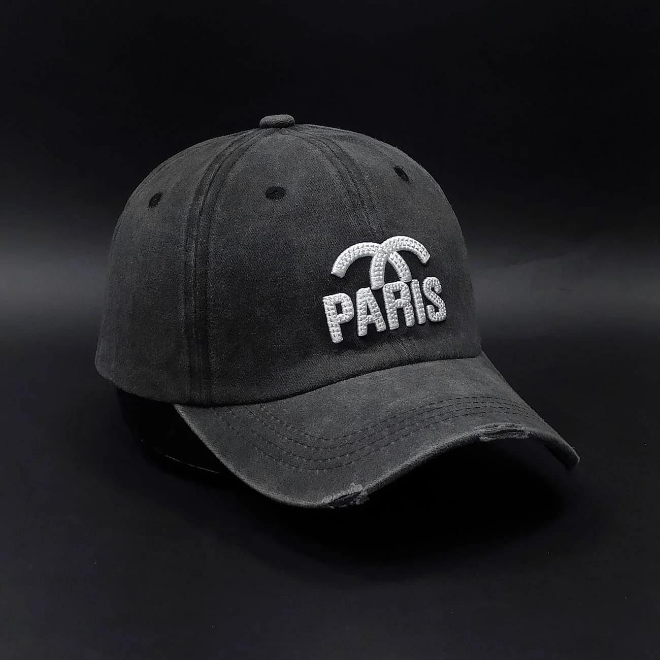 کلاه بیسبالی کتان سنگشور زاپ‌دار PARIS | کپ فشن با گلدوزی پاریس و استایل وینتیج — تصویر ۷