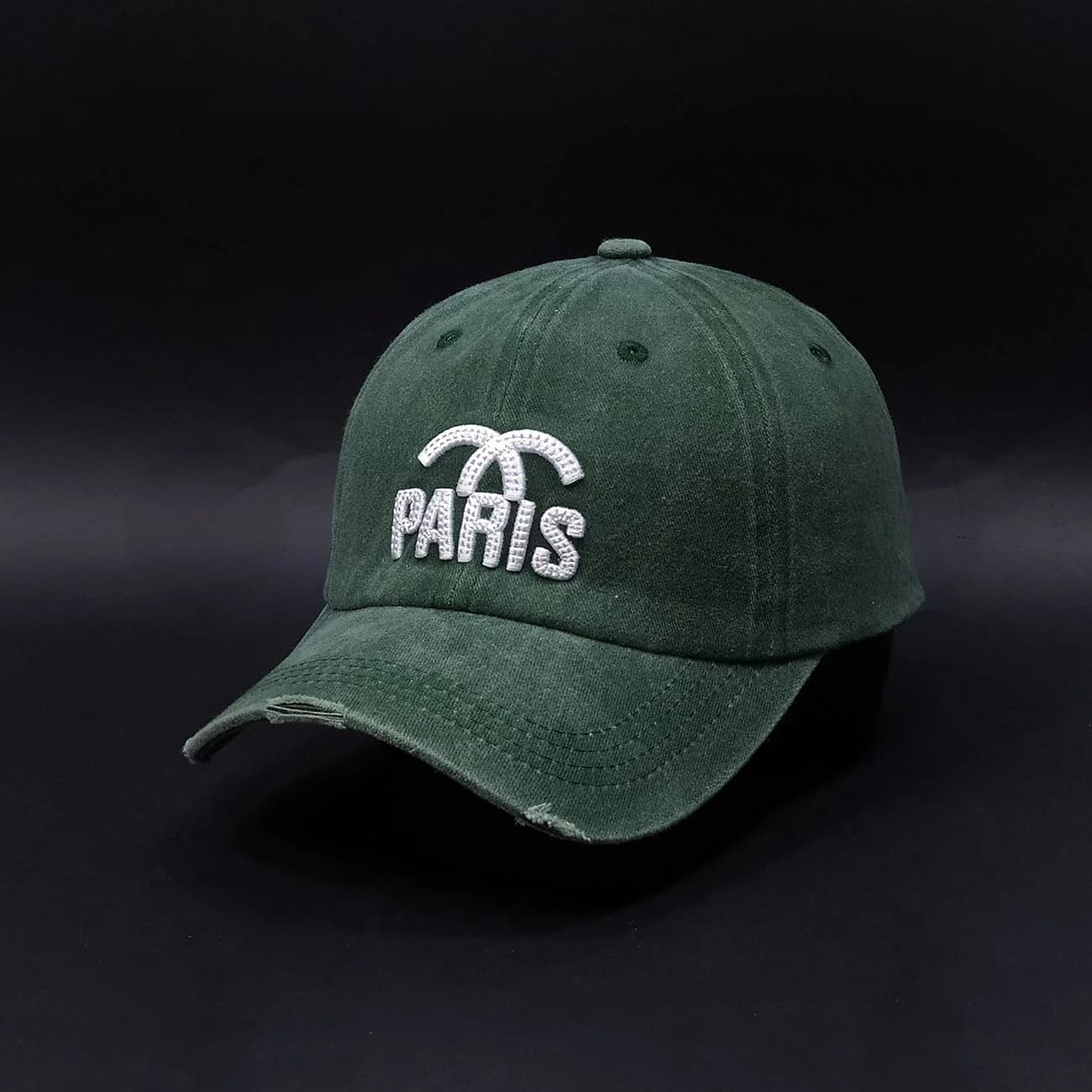 کلاه بیسبالی کتان سنگشور زاپ‌دار PARIS | کپ فشن با گلدوزی پاریس و استایل وینتیج