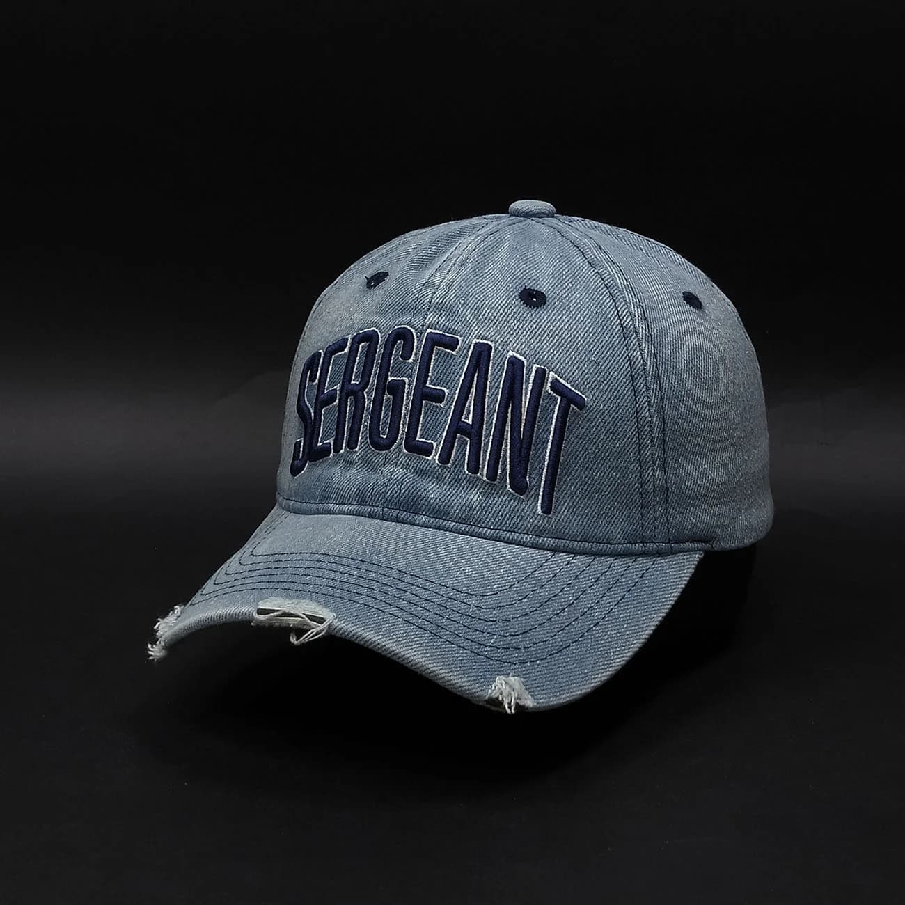 کلاه بیسبالی جین SERGEANT | کپ دنیم وینتیج با استایل خیابانی و گلدوزی خاص — تصویر ۲