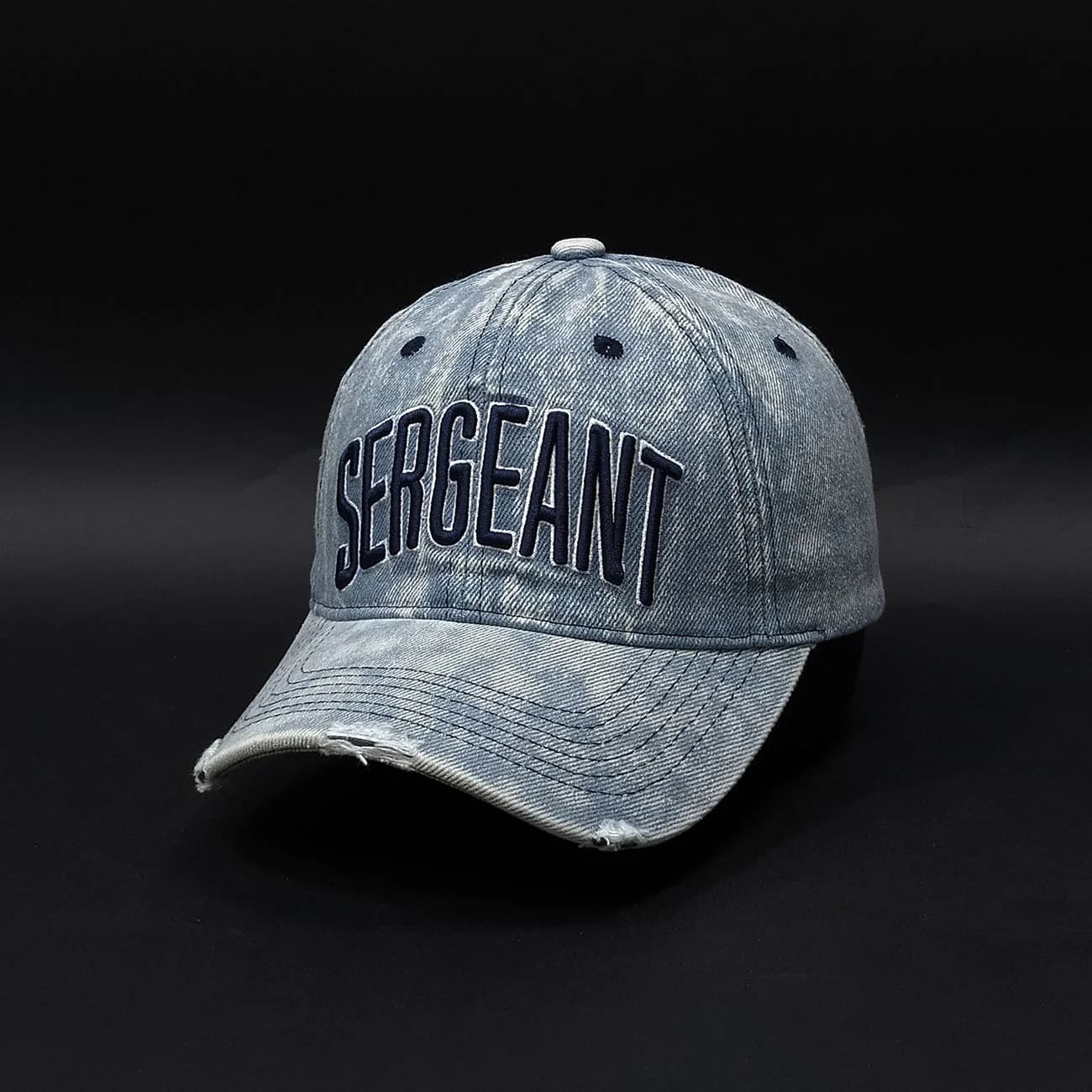 کلاه بیسبالی جین SERGEANT | کپ دنیم وینتیج با استایل خیابانی و گلدوزی خاص — تصویر ۶