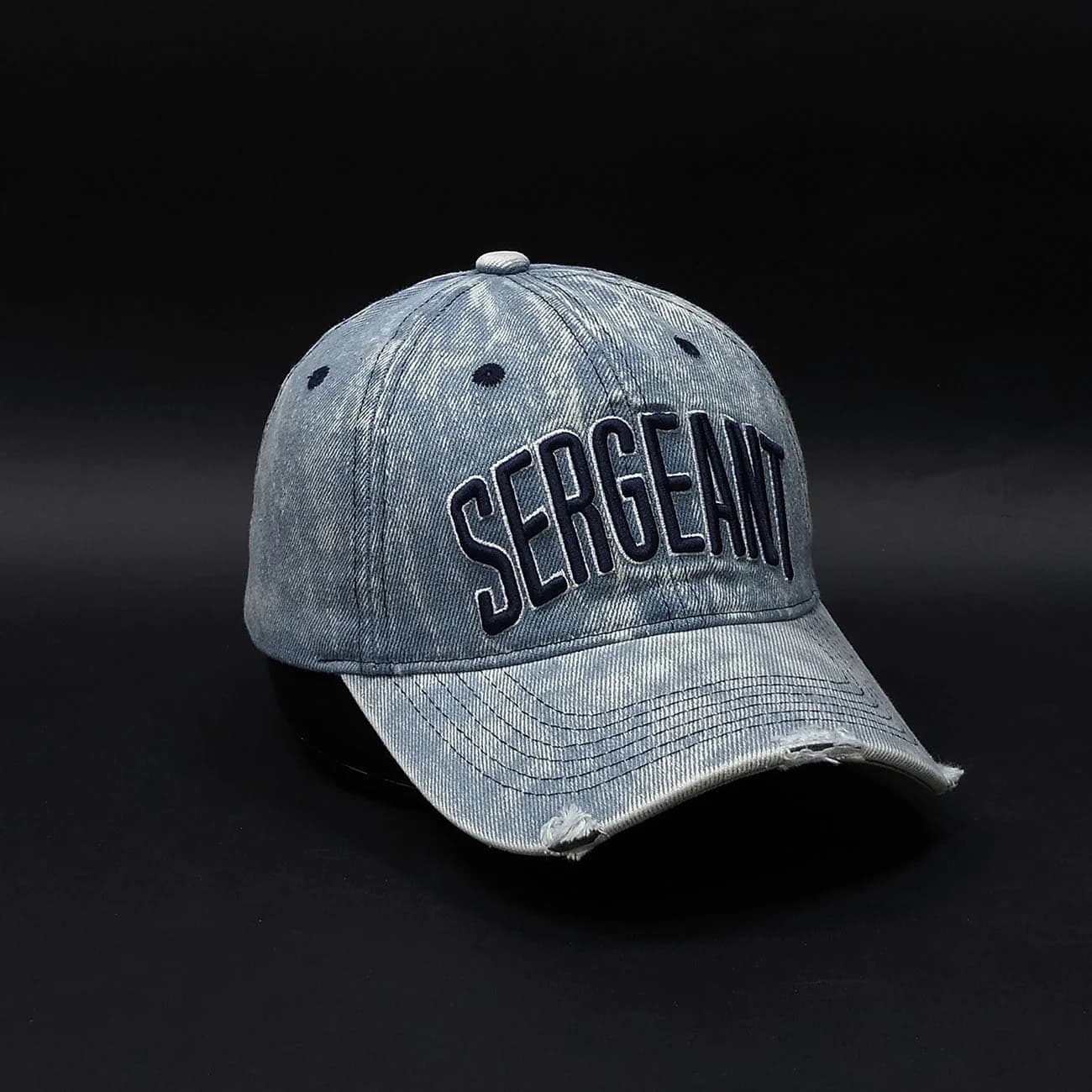 کلاه بیسبالی جین SERGEANT | کپ دنیم وینتیج با استایل خیابانی و گلدوزی خاص — تصویر ۷