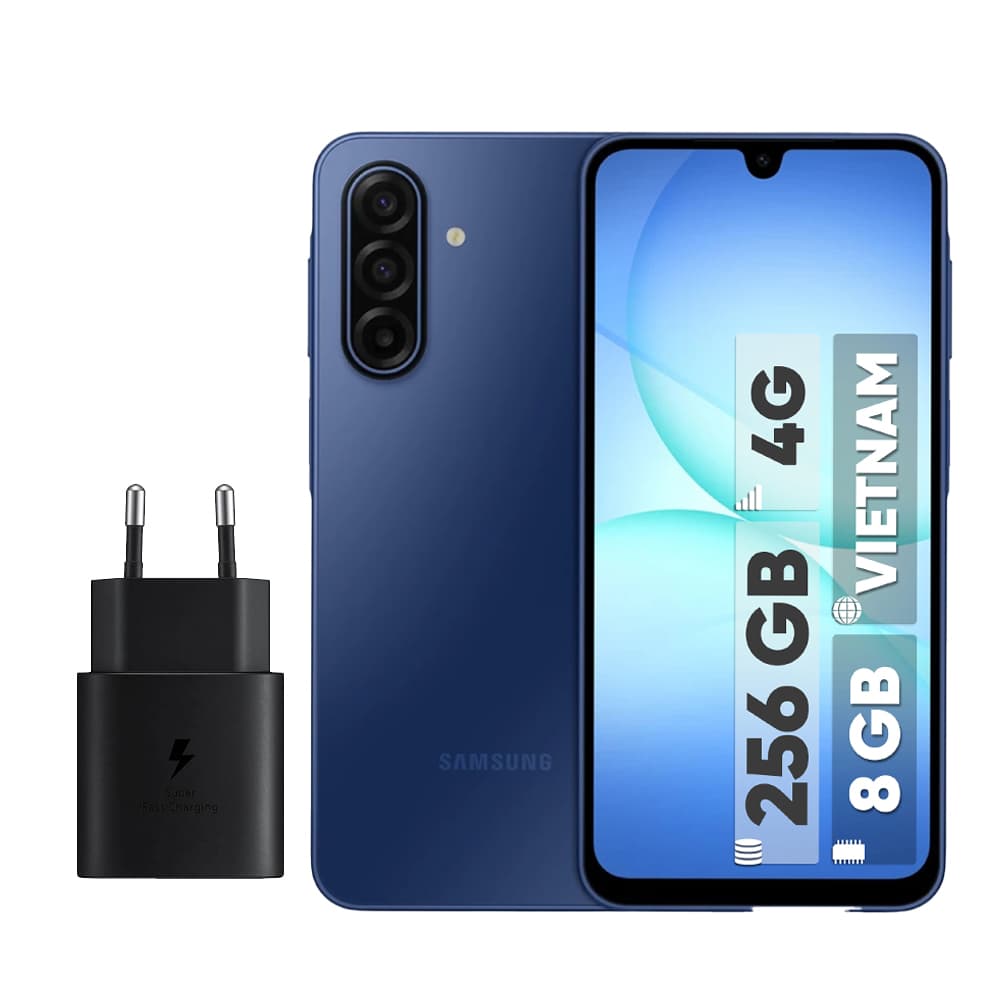 گوشی موبایل سامسونگ مدل Galaxy A17 4G دو سیم کارت ظرفیت 256 گیگابایت و رم 8 گیگابایت – ویتنام به همراه شارژر 25 وات سامسونگ
